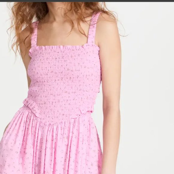 Tach Amelie Midi Cut Out Back Pink Floral Dress - Picture 4 of 13